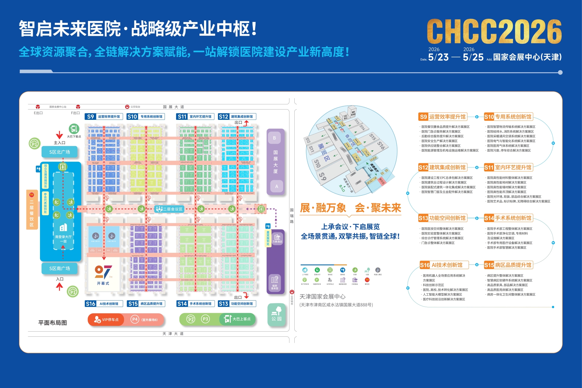​2026第27届全国医院建设大会|CHCC展区分布图（CHCC2026天津）